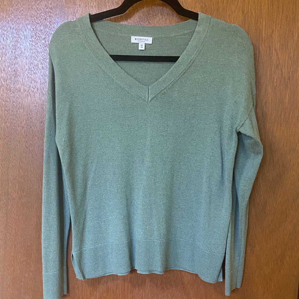 Reitmans Sage Green V-Neck Lightweight Sweater